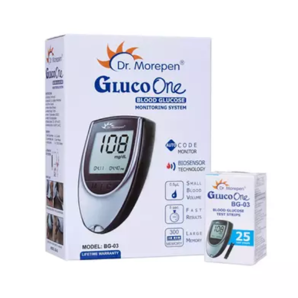 Dr Morepen Gluco one Bg 03  Blood Glucose Monitoring System with 25 test Strips 